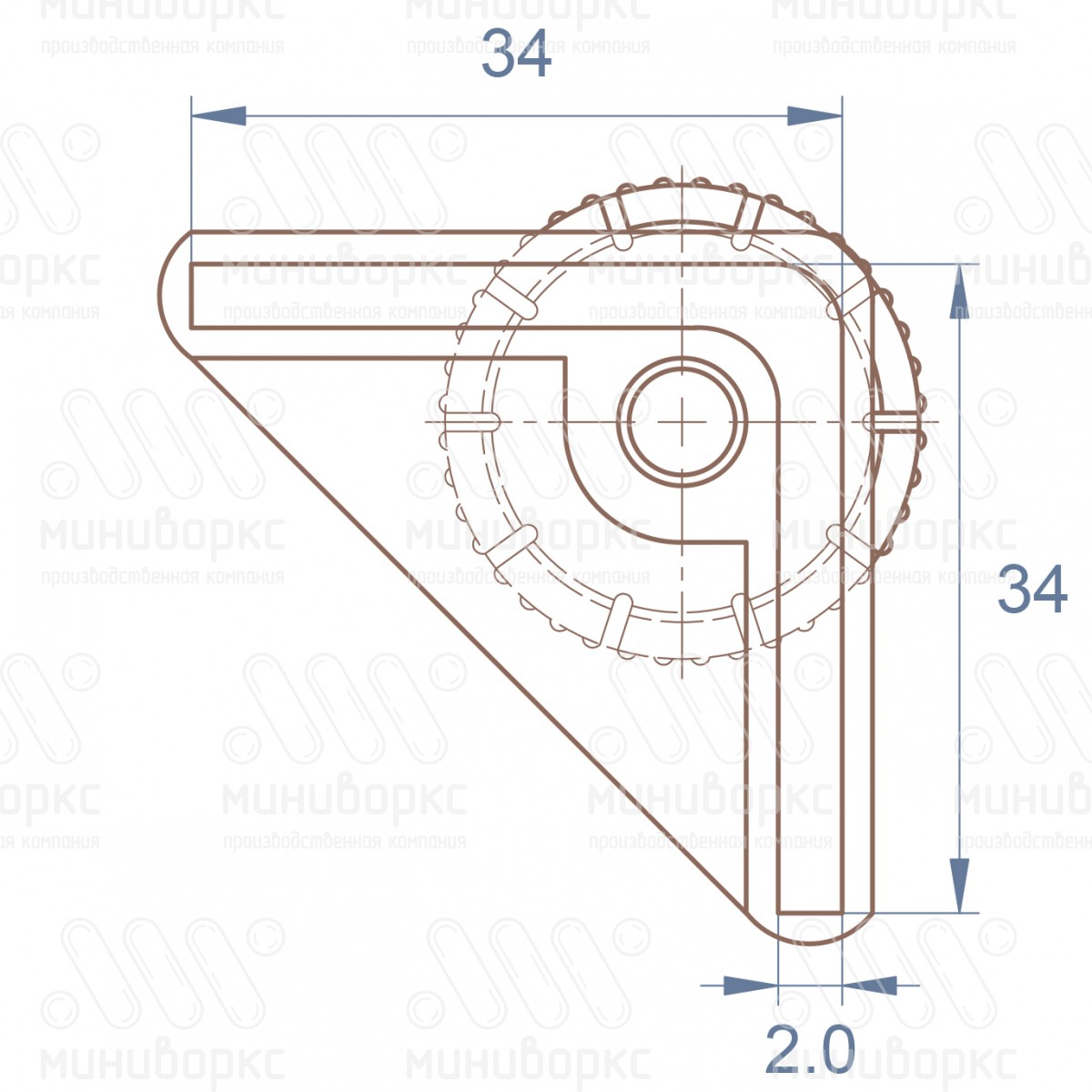 Опора регулируемая угловая 34x34 – U34-34M8.D25x45 | картинка 6